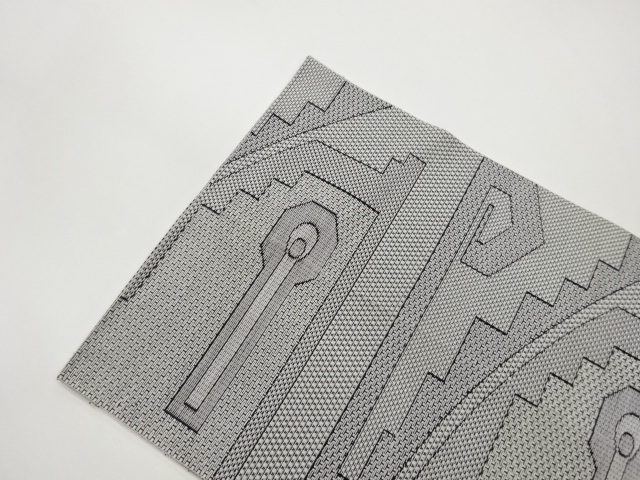  幾何学模様織出し名古屋帯